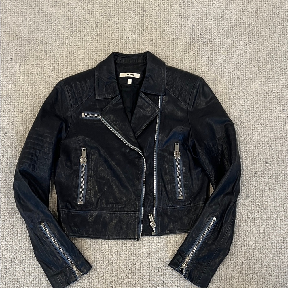 J Brand Black Leather Jacket size S